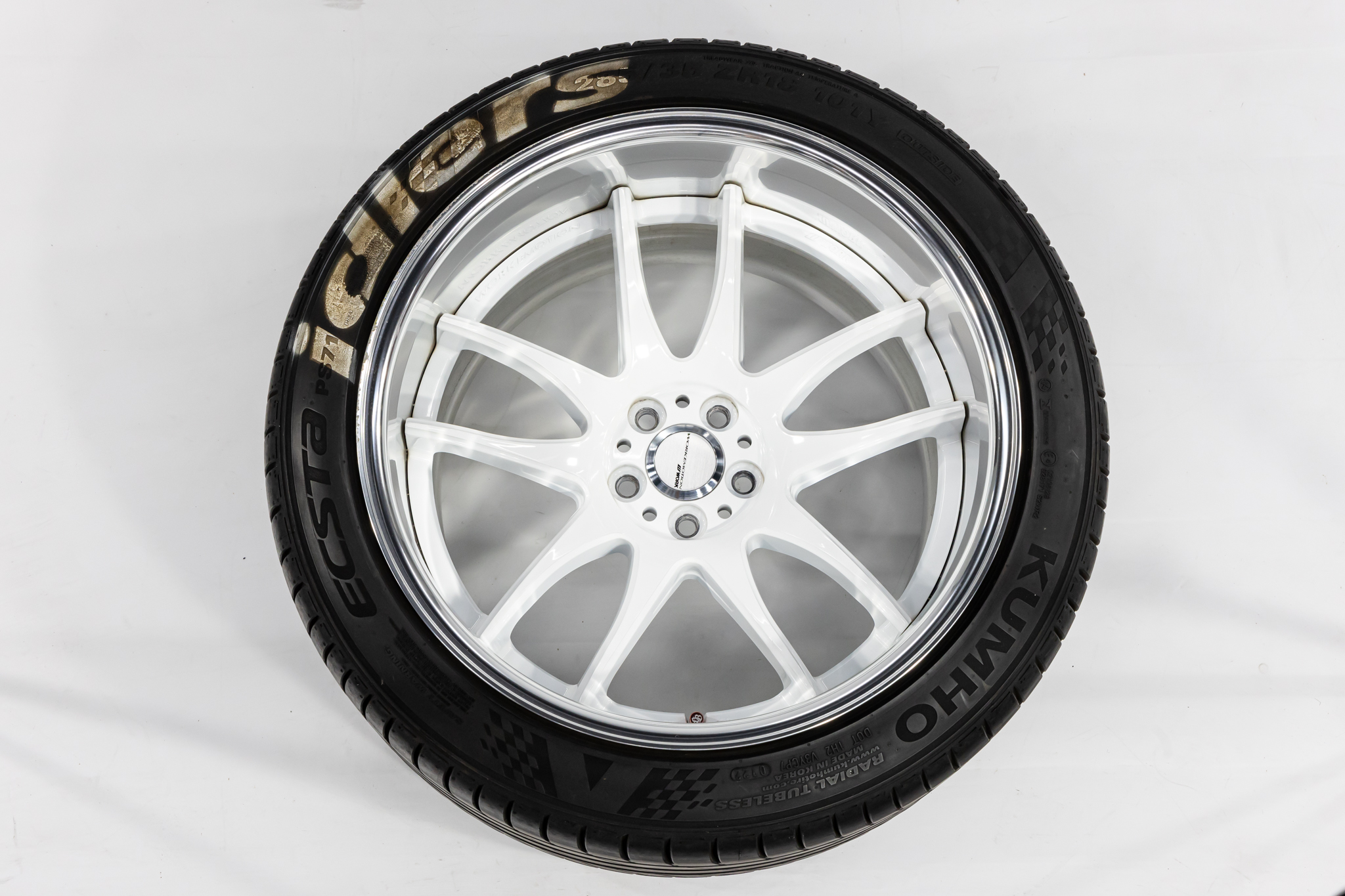 中古】WORK CR2P ホワイト 18インチ9.5J±0・11J-19 中古タイヤ